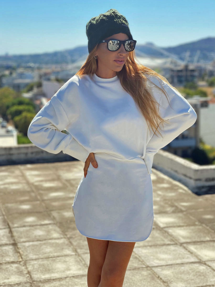 Φόρεμα Mini Φούτερ Λευκό