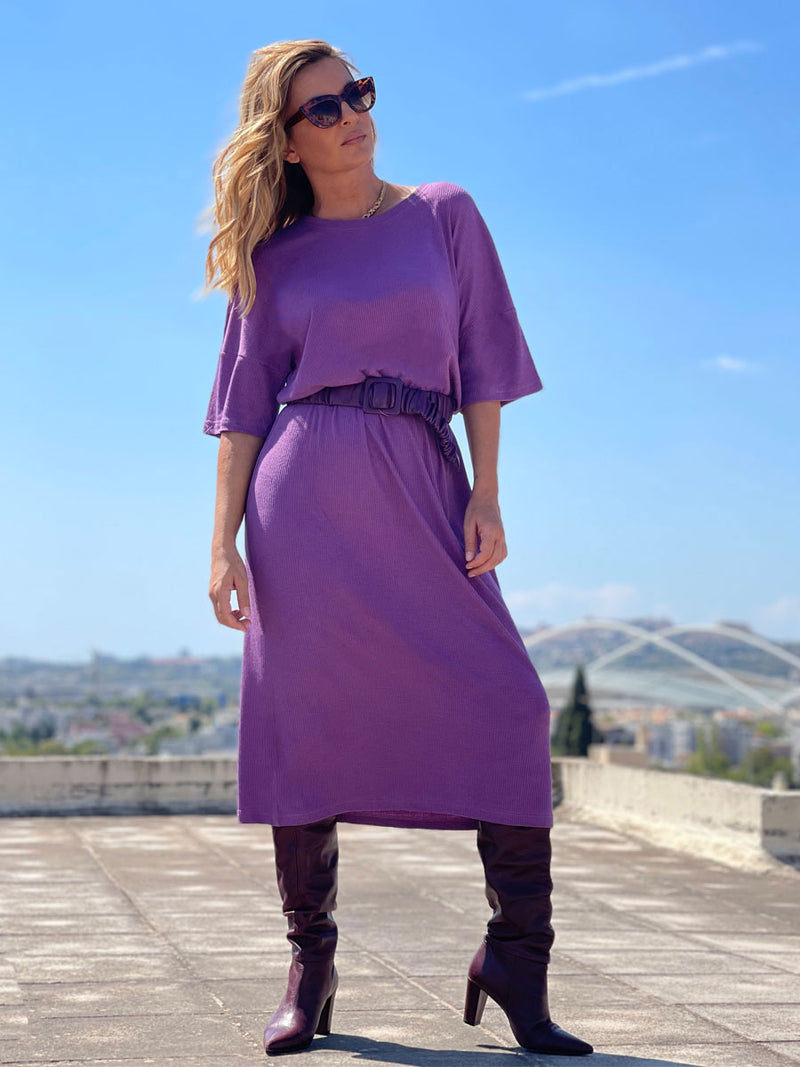 Maxi Φόρεμα Oversized Rip Μωβ Lightweight