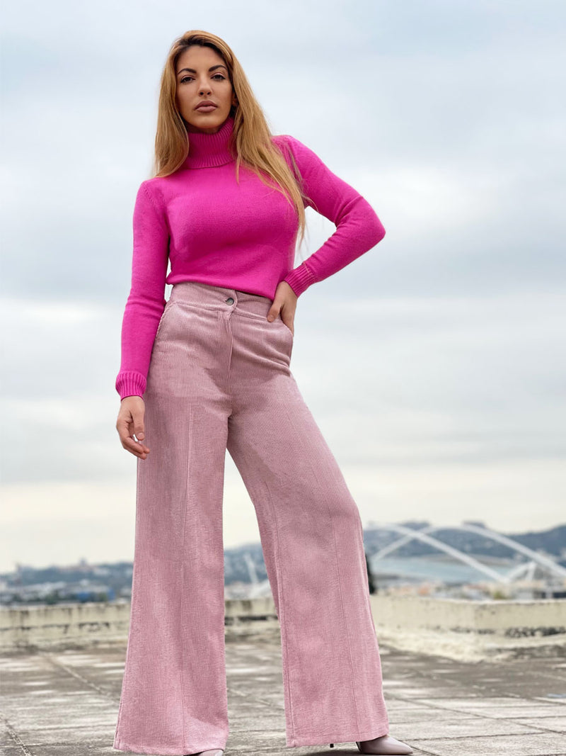 60's Παντελόνι- Καμπάνα Κοτλε Ροζ