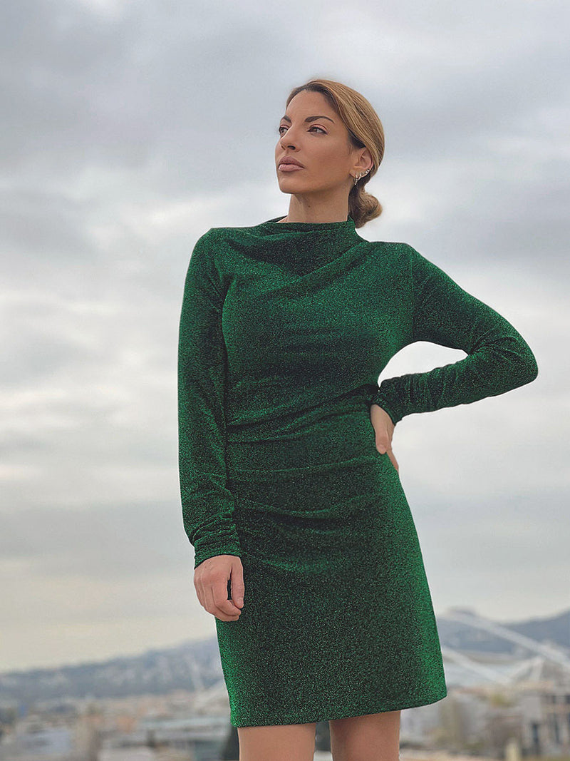 Mini Φόρεμα Lurex Πρασινο