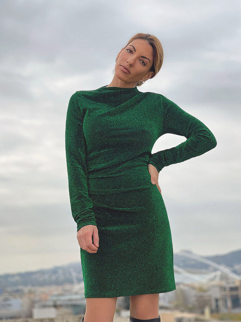 Mini Φόρεμα Lurex Πρασινο