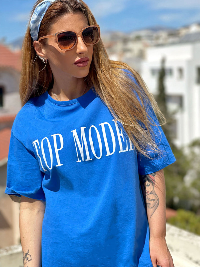 T-Shirt Μπλε Ρουα Top Model
