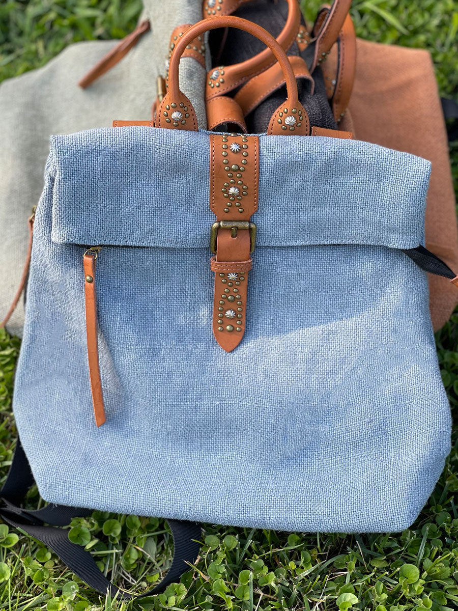Τσάντα Back Pack Υφασμάτινη Γαλάζια